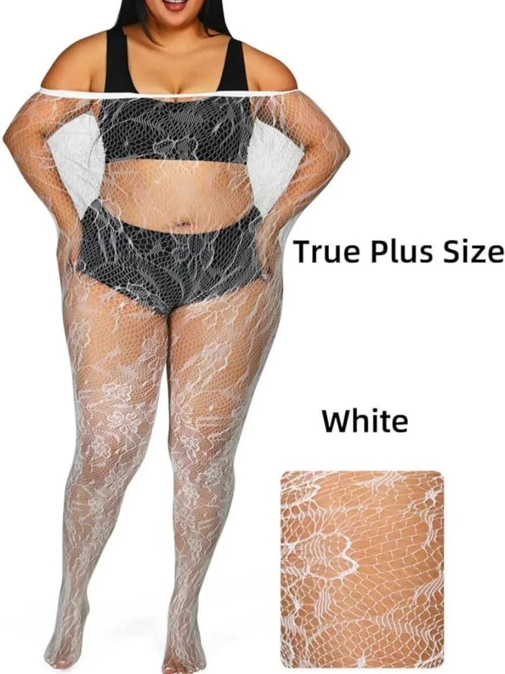Floral Lace Plus Size Tights